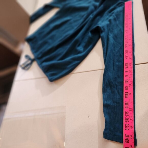 Michael Kors Teal Blue Long Sleeve Knit Top Drawstring Hem Small - Picture 13 of 15